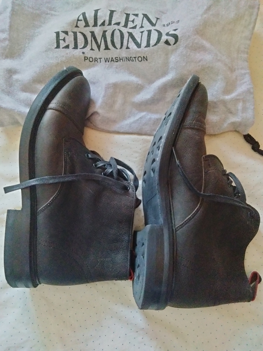 Allen Edmonds Patton Grey Leather Lace-Up Boots Size 9